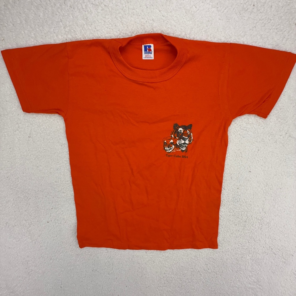 Vintage Russell Athletic Tiger Cubs BSA Orange T-Shirt‎ Youth Large USA